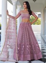 Butterfly Net Dusty Pink Wedding Wear Embroidery Work Lehenga Choli